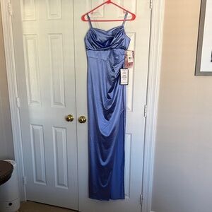 Emerald Sundae Satin Gown in Blue